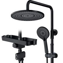 Rainsworth - Kit De Douche À Double Fonction Avec Bouton Rond Noir De 10 Pouces (diverteur)