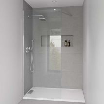 Paroi De Douche Fixe + Bras De Support Decoracion Mampara: Verre Transparent - Mamparas: 100 Cm