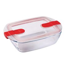 Cook & Heat Contenitore Rettangolare Per Alimenti In Vetro Borosilicato Con Coperchio Sfiatavapore Per Il Microonde – Cuocere In Forno, Conservare & 