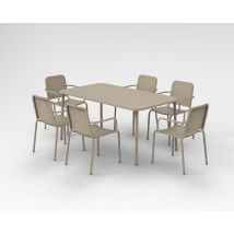 RoyalCraft – Porto 6 Seater Rectangular Dining Set – Galvanised Steel – Champagne – 160 x 90 cm Table
