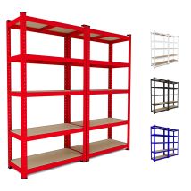2 Scaffali In Metallo E Mdf Scaffale Ad Alta Portata Fino A 875 Kg Con 5 Ripiani Regolabili Ideale Per Garage Officina Cantina Capannone Magazzino 