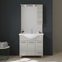 Kiamami Valentina - Mobile Bagno Da 85 Cm Con Piedini Cromati Quercia Grigio Rimini