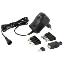 1201-0006 Alimentatore A Spina Regolabile 3 V/dc, 4.5 V/dc, 5 V/dc, 6 V/dc, 7.5 V/dc, 9 V/dc, 12 V/dc 600 Ma 7.2 - Hycell
