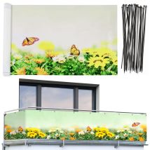 Protezione Frangivista Per Balcone Con Motivo A Farfalla E Alta Resistenza Ai Raggi Uv E Agli Agenti Atmosferici, Ad Asciugatura Rapida E Antistrappo,