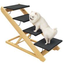 Pawhut Dog Steps Dog Ramp, 4-step Adjustable Height Pet Stairs For Large Dogs
