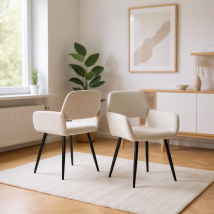 Urban Meuble - Lot De 2 Chaises De Salle À Manger Scandinaves Tissu Beige Pieds Noirs