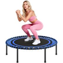 Sportnow Trampolín De Fitness Adultos Ø114 Cm, Cama Elástica Con Marco De Acero Reforzado, Para Entrenamiento Piernas, Cuerpo, Azul