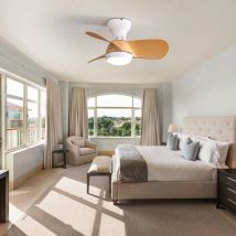 Mini Ventilateur De Plafond Led 58 Cm, Lumière Dimmable 3 Couleurs, Télécommande