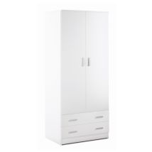 Sarmog - Armario Multiusos De Dos Puertas Y Dos Cajones Blanco 77x52x H182 Cm