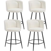 Dayalane Bar Stools Set Of 4 Chenille Fabric Modern Counter Cahris Upholsterd Simple Bar Chairs For Home Bar Pub Restaurant, White