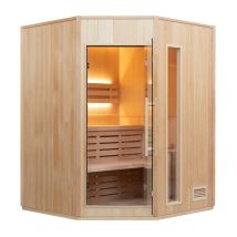 Zen Dampfsauna Eckig - 3/4 Personen - Frankreich Sauna - 150 X 150 X 200 Cm - Fichtenholz - Komplettpaket 4.5kw