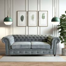 Le Quai Des Affaires - Chesterfield 3-sitzer-sofa / Grau/ 213x85x72