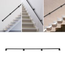 Barandilla Metálica Para Escaleras De Tres Tramos De 20 Cm, Kit De Barandilla Para Escaleras, Fijación A La Pared, Apta Para Uso En Interiores.