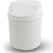 Mini Poubelle Avec Couvercle, Poubelle De Table, Petite Poubelle En Plastique, Blanc