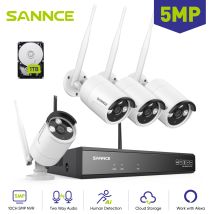 Sannce - 5mp Wifi Sistema De Cámara De Seguridad Wifi 4 Cámara Visión Nocturna Alarma E-mail Cctv App/pc Remoto 1tb