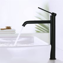 Detbom - Miscelatore Per Lavabo Nero Rubinetto Per Lavabo Alto Rubinetto Per Bagno Girevole A 360° Rubinetto Per Bagno Moderno In Acciaio Inossidabile