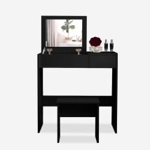 Coiffeuse Table De Maquillage Noire Avec Tiroir Et Miroir Nicole Black