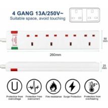 4 Gang Surge-protected Extension Lead 3m, 13a