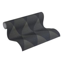 New Walls Tapete 374193 – Schwarz – Blumenmuster – 3D-Optik – Papiertapete – Vliestapete – Textiltapete