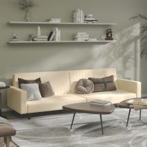 Prolenta Premium - Schlafsofa 2-sitzer Creme Samt Vidaxl