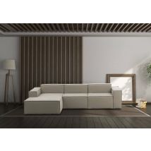 Sofá Fijo Jessica, Sofá Modular 3 Plazas Península Izquierda, 100% Made In Italy, Sofá Moderno En Tela, Cm 300x170h70, Tórtola, Con Embalaje Reforzado