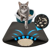 Karathomeliving - Katzenstreumatte Charly Doppelschichtiges Waben-design Abwaschbar 76 X 61 Cm Anthrazit