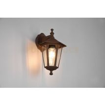 Pienza Applique Da Esterno Down 6 Lati Fusione Di Alluminio Ruggine E Vetro Trasparente H. 31cm Ip44 1 Luce Attacco E27