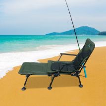 Carpzilla - Portable Folding Fishing Chair With Footrest 170° Recline Extend Green
