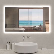 Aica Sanitaire - Led Induktion Badspiegel Wandspiegel Badezimmerspiegel Beleuchtung Nur Kaltweiß Einstellbare Helligkeit 120x70cm