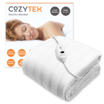 Cozytek - Single Electric Blanket Size Single Control Underblanket 3 Heat Settings - White