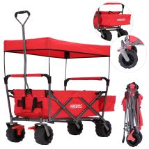 Carro De Bolardo Plegable Con Techo Carro De Mano Carro De Equipo - Arebos