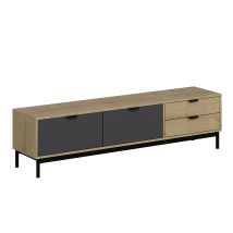 Mueble de TV con almacenamiento en color roble – 8681285943781 – Diseño elegante y funcional – 2 compartimentos amplios