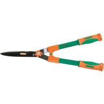 Heckenschere 630 mm – Manganstahlklingen – PTFE-Beschichtung – Stoßdämpfende Polster – Aufhänger zur Aufbewahrung