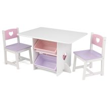 Cuore Set Tavolo Con 2 Sedie In Legno, Tavolino Con Contenitori, Mobili Per Camera Da Letto E Sala Giochi Per Bambini, 26913 - Kidkraft