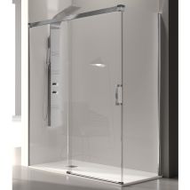 Kassandra – Parete doccia fissa con porta scorrevole Glasé 112-180 cm – Alluminio anodizzato, 6 mm, 195 cm – Doccia moderna ed elegante