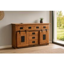 Sideboard Kommode Akazienholz Massiv Nussbaumfarben 150 X 90 X 45 Cm Libro