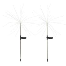 Balizas solares 2x Fireworks Spike – Altura 97 cm – Diámetro 58 cm – Luz LED blanco cálido – IP44