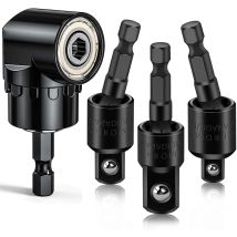 Juego De Extensión De Broca Flexible Con Adaptador De Ángulo Recto Y Vaso De Impacto Giratorio De 360° De 1/4", 3/8" Y 1/2" Para Destornillador, 