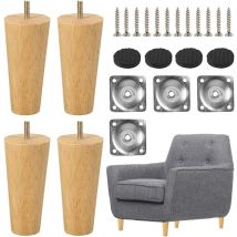 Minkurow Tischbeine Aus Holz, 8 Cm, Set Mit 4 Konischen Möbelbeinen Aus Massivholz, Ersatz-möbelbeine Mit Befestigungsplatten Und Schrauben Für 