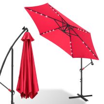 Sonnenschirm Mit Led, 300 X 300 Cm, Upf 30+, 360° Drehbar, Neigefunktion, Wasserabweisend, Rot