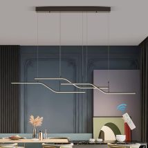 Ganeed - Lámpara Colgante Negra Moderna, Lámpara De Araña Led Regulable De 40 W Con Control Remoto, Lámpara Colgante Lineal De Onda De 3 Luces Para 