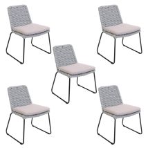 Sedia Da Giardino In Corda Intrecciata Balero Grigio Chiaro - Quantità: 8 - Home Deluxe