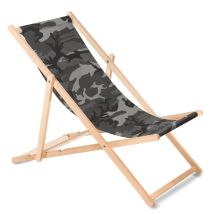 Greenblue Chaise Longue Pliante En Bois Camouflage Gris