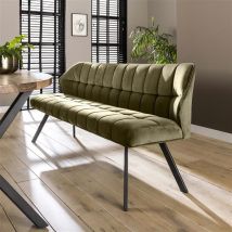 Banquette De Salle À Manger Lino Velvet Tissu Vert 180 Cm À