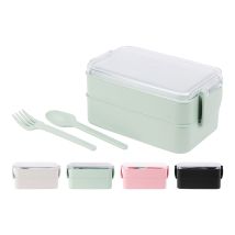 Fiambrera de Polipropileno – 2 Bandejas 400ml y 500ml – 183x103x86mm – Accesorios: cuchara y tenedor