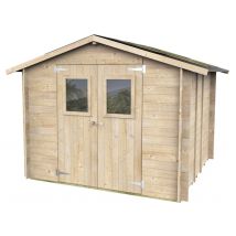 Casetta In Legno Con Porta Finestrata Deposito Da Giardino 'made In Italy' -248 X 248 X H 217 Cm