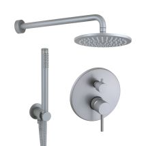 Kit De Douche Avec Mitigeur Mécanique 2 Voies, Modèle Rond De Couleur Gris Métallisé Pollini Jessy Color G477355255a1 Gris Métallisé