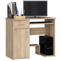 Abamihome - Pc-schreibtisch Akord Jay In Der Farbe Sonoma-eiche Schublade Und 3 Ablagen B90 X H74 X T50 Cm