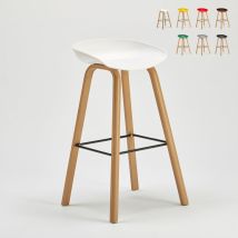 Sgabello Alto Per Bar E Cucina Effetto Legno Towerwood - Bianco
