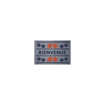 Tapis Flocke Estampes Bienvenue Pattes Rouge Bleu 40x60cm - Idmat